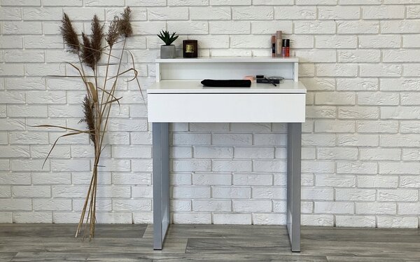 Toaletka / konsola "LENA PLUS" biały mat 75cm, srebrne U