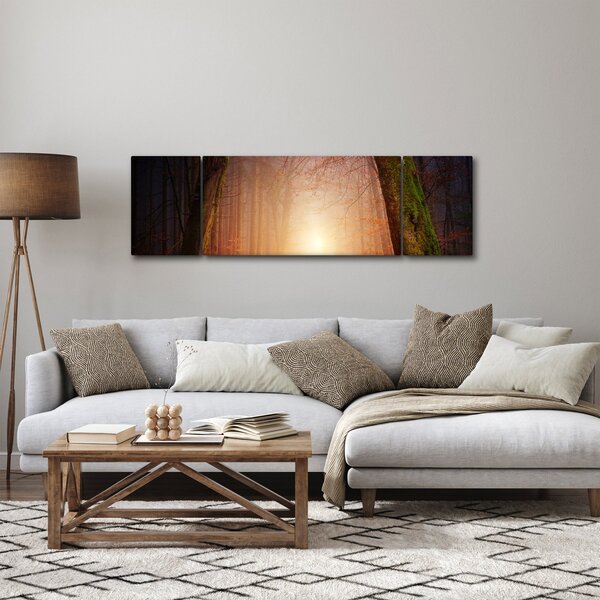 Obraz jesiennego lasu we mgle (170x50 cm)