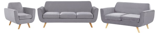 Komplet wypoczynkowy 2 i 3 osobowa sofa fotel zdejmowany pokrowiec szary Bernes Beliani