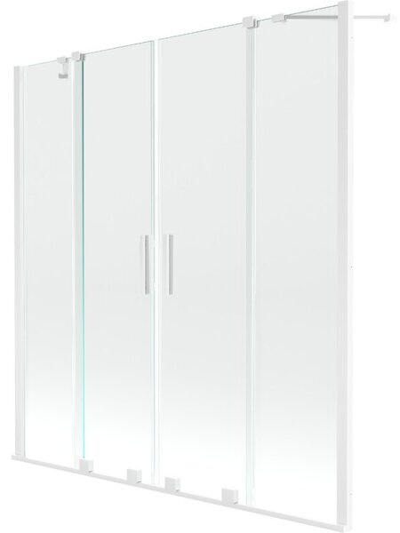 Mexen Velar Duo parawan nawannowy 2-skrzydłowy rozsuwany 140 x 150 cm, transparent, biały - 896-140-000-02-20