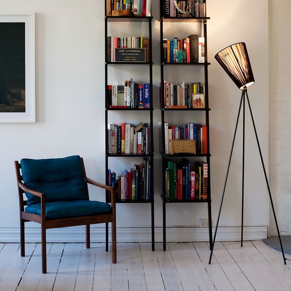 Lampa Podłogowa Northern, Oslo Wood, ściemnialny, czarny, salon, tkanina | tekstylia, design