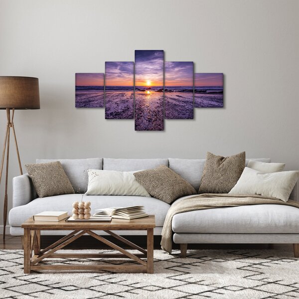 Obraz plaży - zachód słońca (125x70 cm)