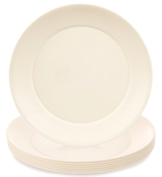 Talerze obiadowe płytkie plastikowe kremowe SANDY 23,5 cm 6 szt