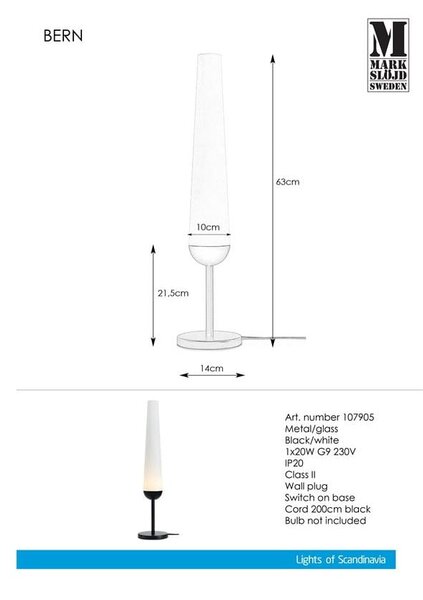 Lampa stołowa z podstawą w czarnym kolorze Markslöjd Bern