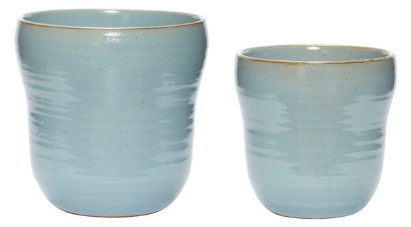 Zestaw 2 niebieskich ceramicznych doniczek Hübsch Tina