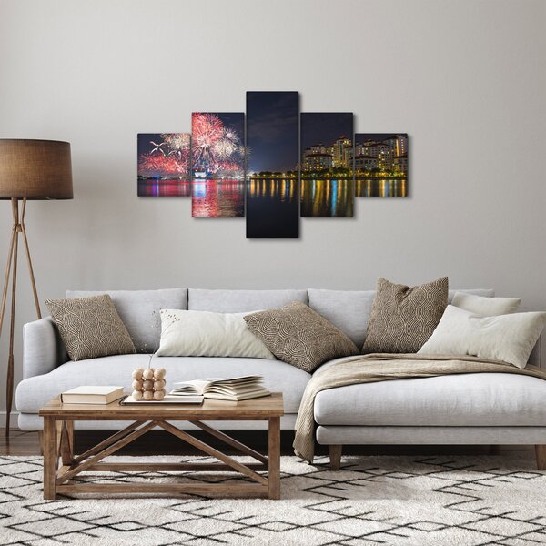 Obraz fajerwerków w Singapurze (125x70 cm)