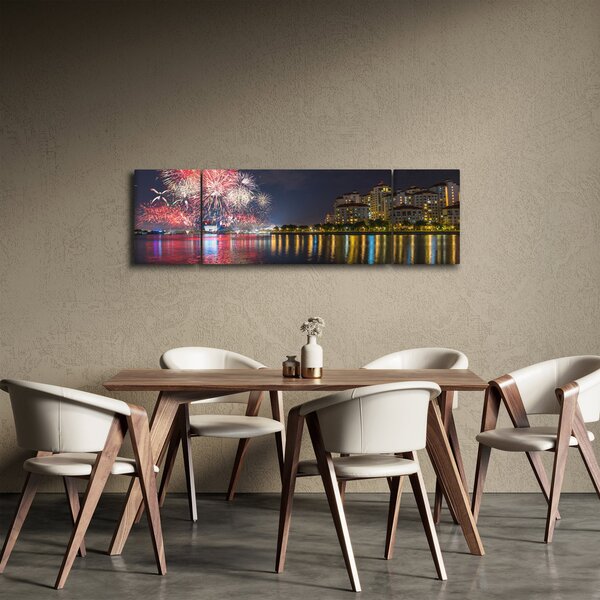 Obraz fajerwerków w Singapurze (170x50 cm)