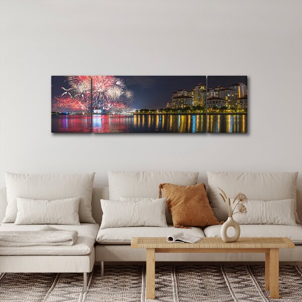 Obraz fajerwerków w Singapurze (170x50 cm)
