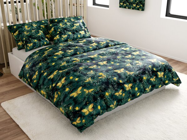Pościel z mikropluszu YELLOW BUTTERFLY ciemnozielone Rozmiar pościeli: 70 x 90 cm | 140 x 200 cm