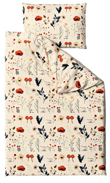 Zestaw pościeli z mikropluszu PAPAVA kremowy + prześcieradło z mikropluszu SOFT 180x200 cm biały, łóżko podwójne