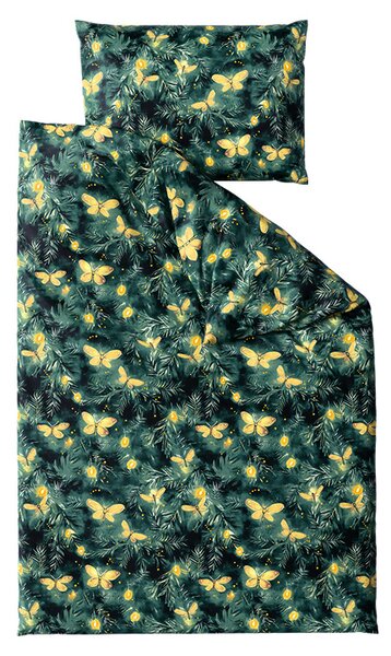 Pościel z mikropluszu YELLOW BUTTERFLY ciemnozielone Rozmiar pościeli: 70 x 90 cm | 140 x 200 cm