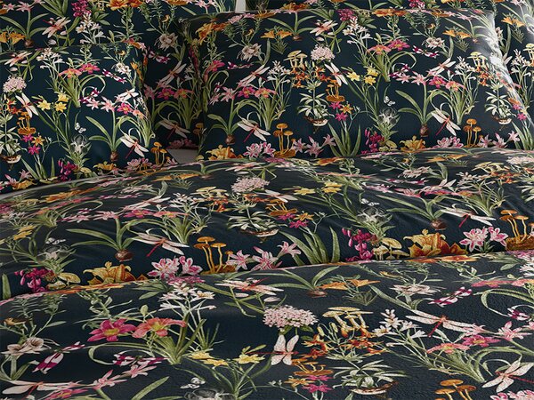 Zestaw pościeli z mikropluszu MYSTIC GARDEN ciemnozielona + prześcieradło z mikropluszu SOFT 90x200 cm białe, pojedyncze łóżko
