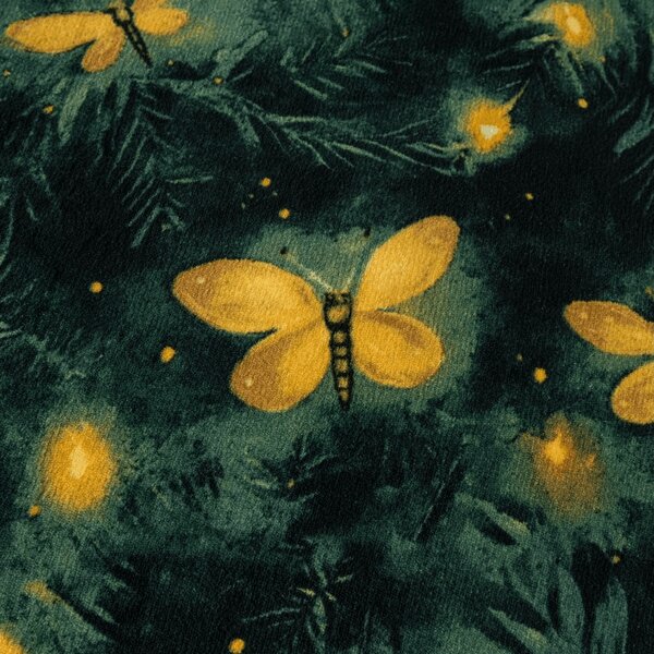 Pościel z mikropluszu YELLOW BUTTERFLY ciemnozielone Rozmiar pościeli: 70 x 90 cm | 140 x 200 cm
