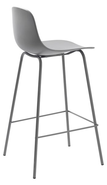 Szary plastikowy hoker (wysokość siedziska 67,5 cm) Whitby – Unique Furniture