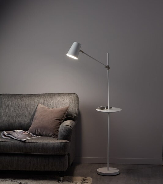 Biała lampa stojąca z półką Markslöjd Linear