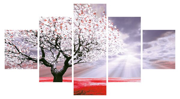 Czerwony obraz drzewa (125x70 cm)