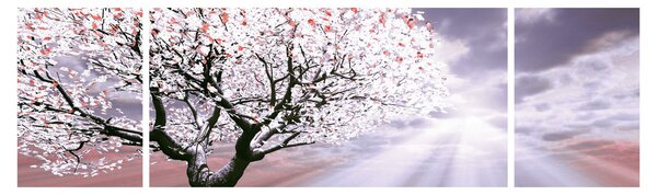 Czerwony obraz drzewa (170x50 cm)