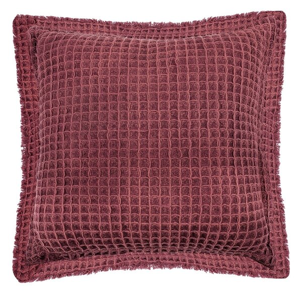 Jasnobordowa bawełniana poduszka dekoracyjna Tiseco Home Studio Waffle, 45x45 cm