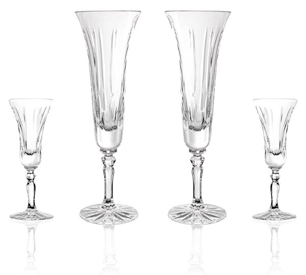 Lakrima Zestaw kryształowe kieliszki do szampana, wódki 4szt, 140ml, 25ml