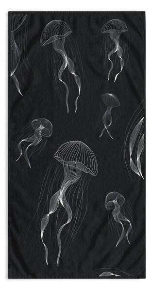 Czarno-biały ręcznik plażowy 90x180 cm Jellyfish – DecoKing