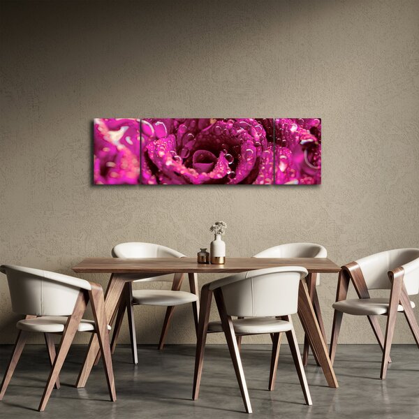 Obraz różowego kwiatu róży (170x50 cm)