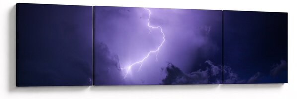 Obraz - fioletowe niebo i błyskawica (170x50 cm)