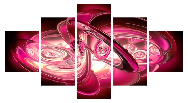 Obraz różowych fraktali (125x70 cm)