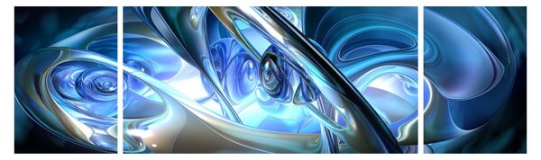 Obraz niebieskich fraktali (170x50 cm)