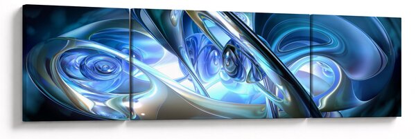 Obraz niebieskich fraktali (170x50 cm)