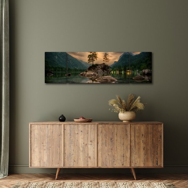 Obraz - jezioro w górach (170x50 cm)