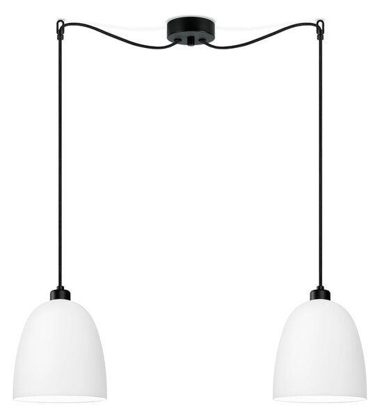 Biała podwójna lampa wisząca z czarnym kablem Sotto Luce Awa Matte