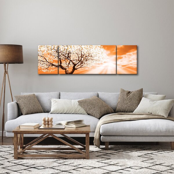 Pomarańczowy obraz drzewa (170x50 cm)