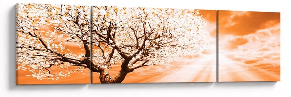 Pomarańczowy obraz drzewa (170x50 cm)