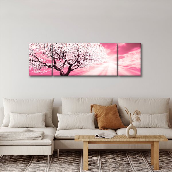 Różowy obraz drzewa (170x50 cm)