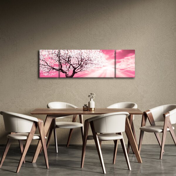 Różowy obraz drzewa (170x50 cm)
