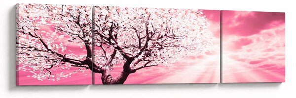 Różowy obraz drzewa (170x50 cm)