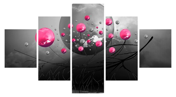 Obraz różowych abstrakcyjnych kul (125x70 cm)