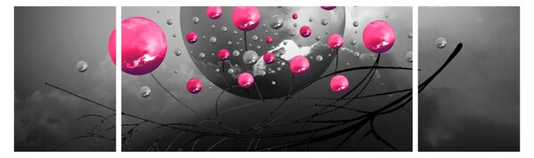 Obraz różowych abstrakcyjnych kul (170x50 cm)