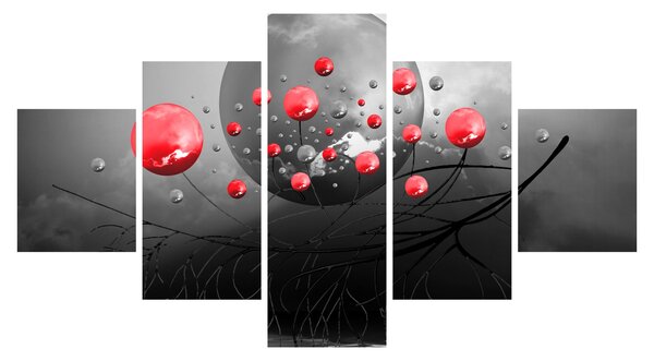 Obraz czerwonych abstrakcyjnych kul (125x70 cm)