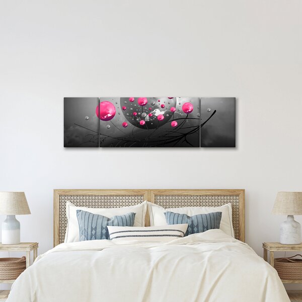 Obraz różowych abstrakcyjnych kul (170x50 cm)
