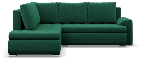 NaroÅ¼nik z otomanÄ , lewy, BOSCO, velvet, 230x200x89 cm, butelkowa zieleÅ | TYLETEGOTU