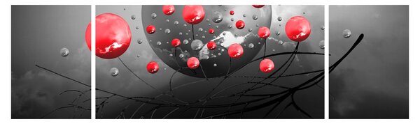Obraz czerwonych abstrakcyjnych kul (170x50 cm)