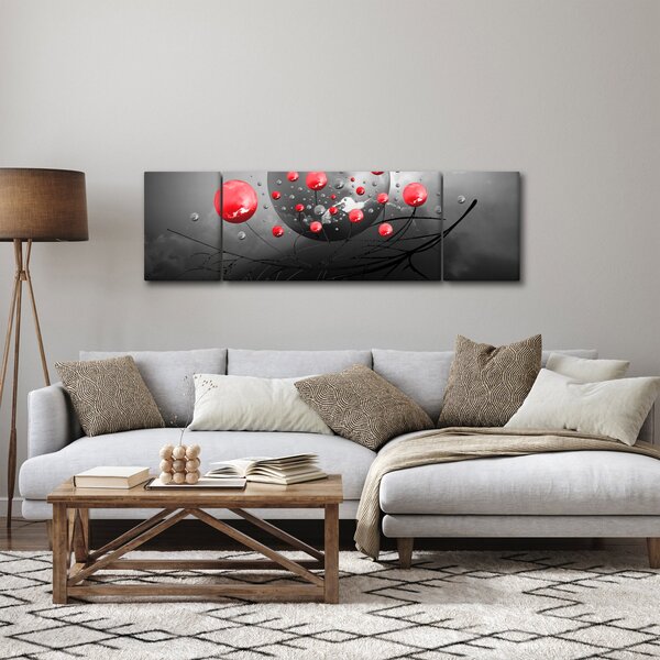 Obraz czerwonych abstrakcyjnych kul (170x50 cm)