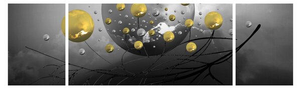 Obraz złotych abstrakcyjnych kul (170x50 cm)