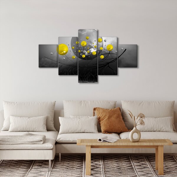 Obraz - żółte abstrakcyjne kule (125x70 cm)