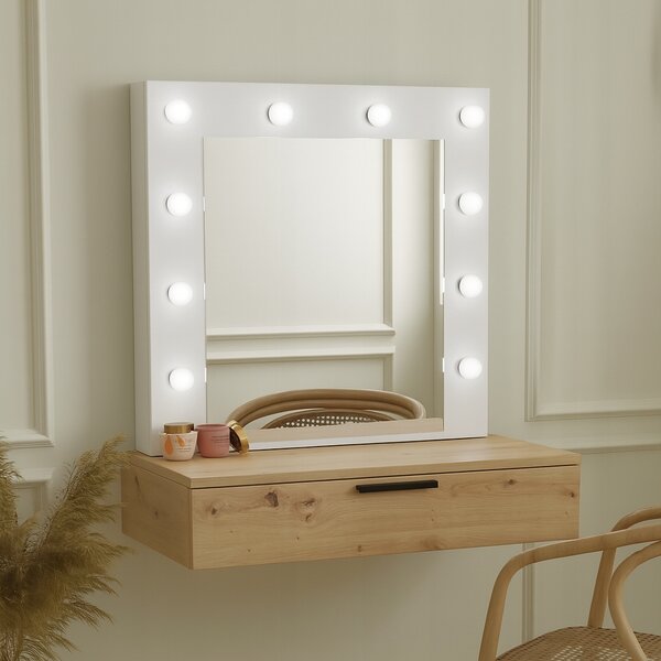 Toaletka z lustrem "LENA ART WHITE " dąb artisan + biały, 75cm, wisząca