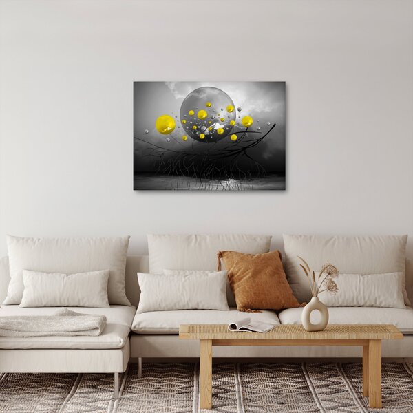 Obraz - żółte abstrakcyjne kule (70x50 cm)