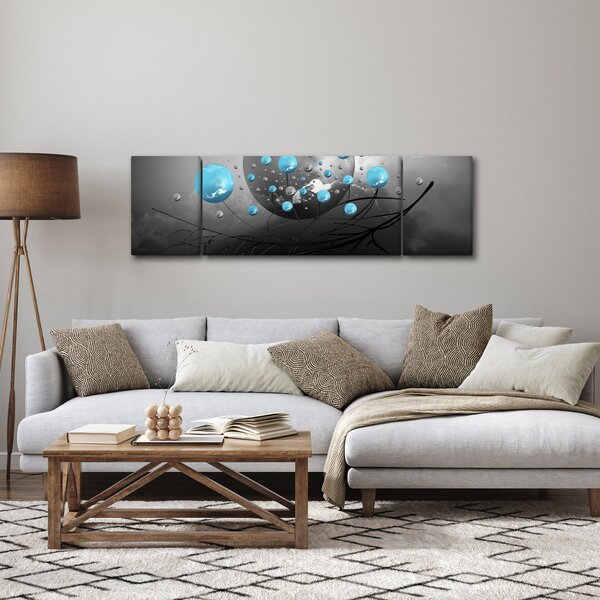 Obraz - jasnoniebieskie abstrakcyjne kule (170x50 cm)