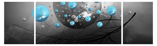 Obraz - jasnoniebieskie abstrakcyjne kule (170x50 cm)