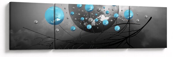 Obraz - jasnoniebieskie abstrakcyjne kule (170x50 cm)